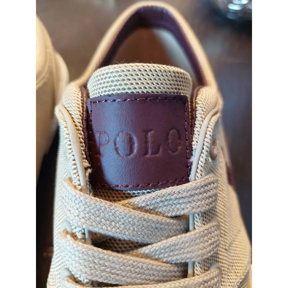Polo Ralph Lauren Men's Faxon Low Canvas/Leather Sneaker Khaki Size 8D NEW!